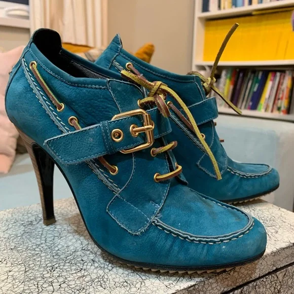 Pierre Hardy Teal Heeled Boots - Picture 1 of 10